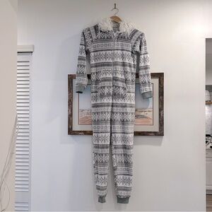George Kids Snowflake Winter Onesie Footie Pajamas One Piece Hooded Grey